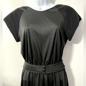 Vintage Cofas Closet Unique Little Black Dress Ribbed Goth Punk Formal Party 70s